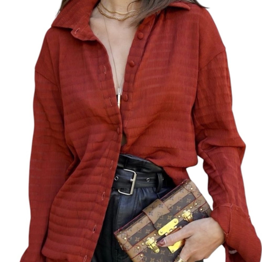 Camila Coelho Enrique Top, Brick, Sz. Small